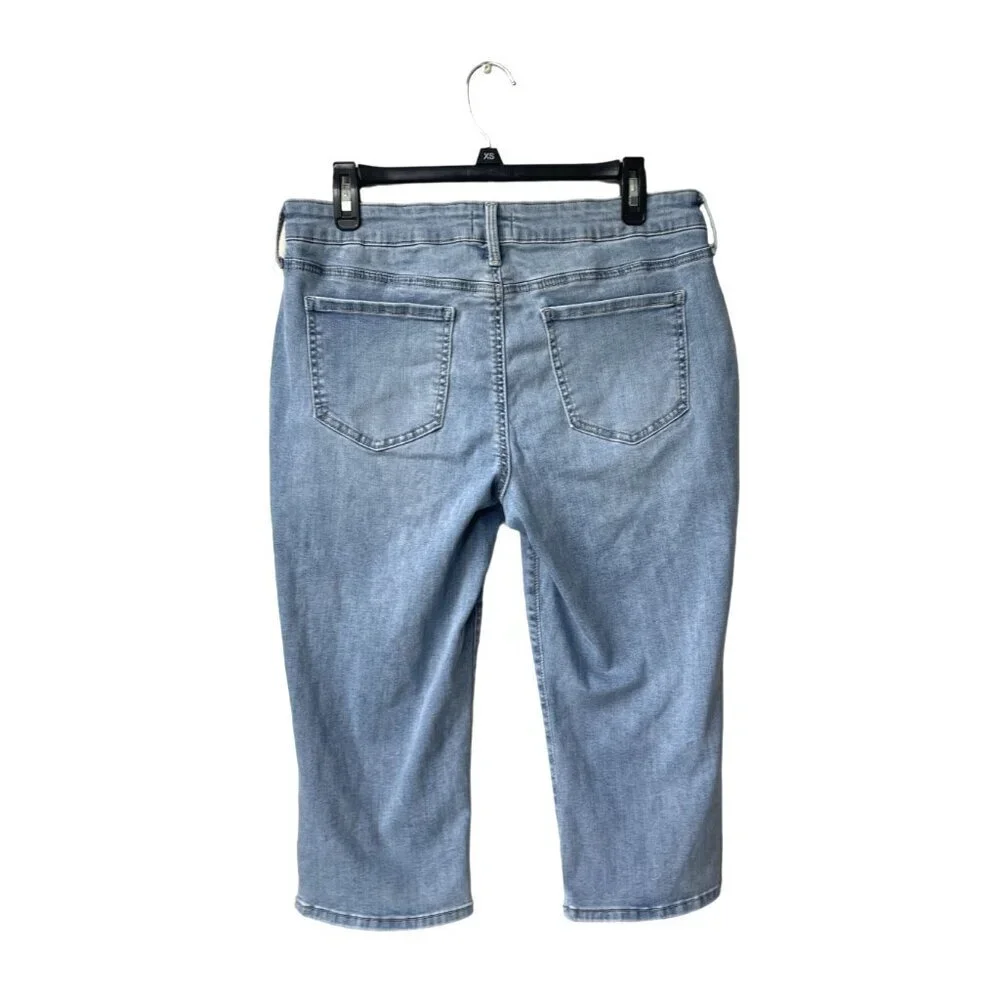 NYDJ Curves 360‎ Cropped Jeans Size 10P High Rise Light Wash Slim Straight